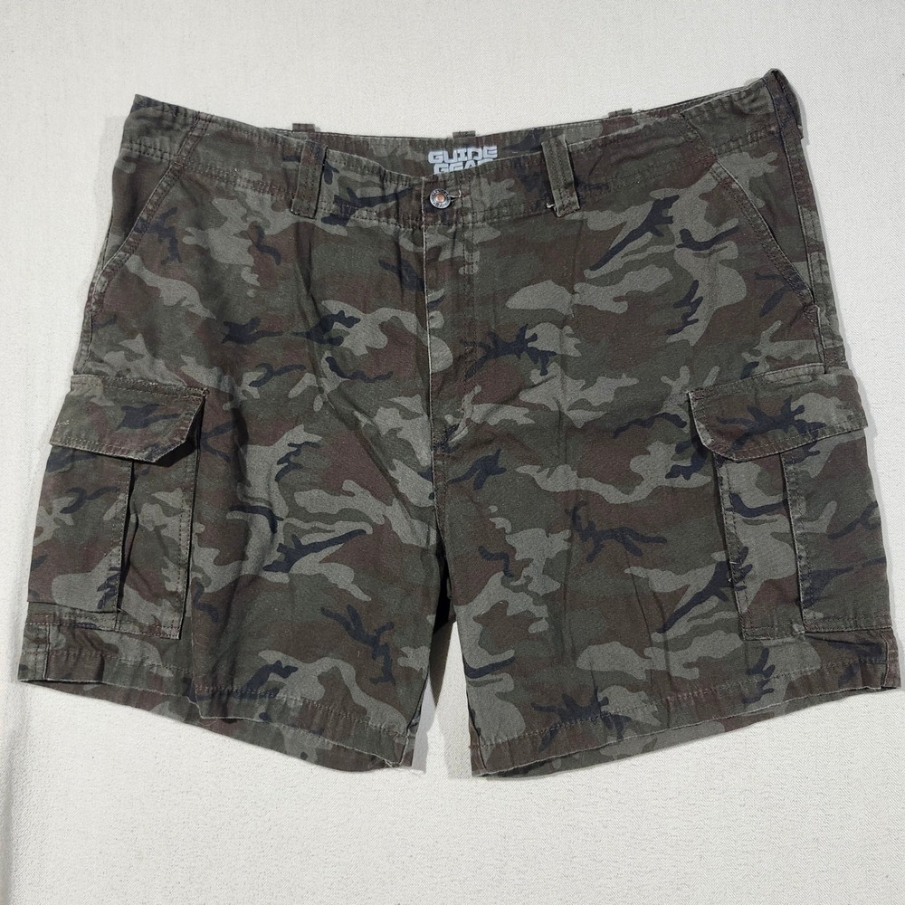 Guide Gear Mens Camo Cargo Shorts 42 Woodland Camouflage Cotton Canvas 6 Inseam